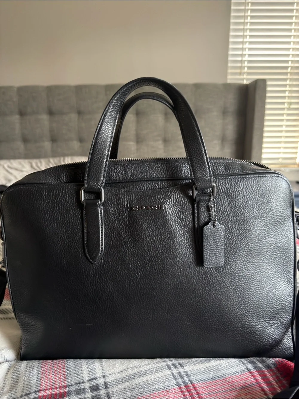 Coach Black Pebbled Leather women’s Briefcase with Shoulder Strap
